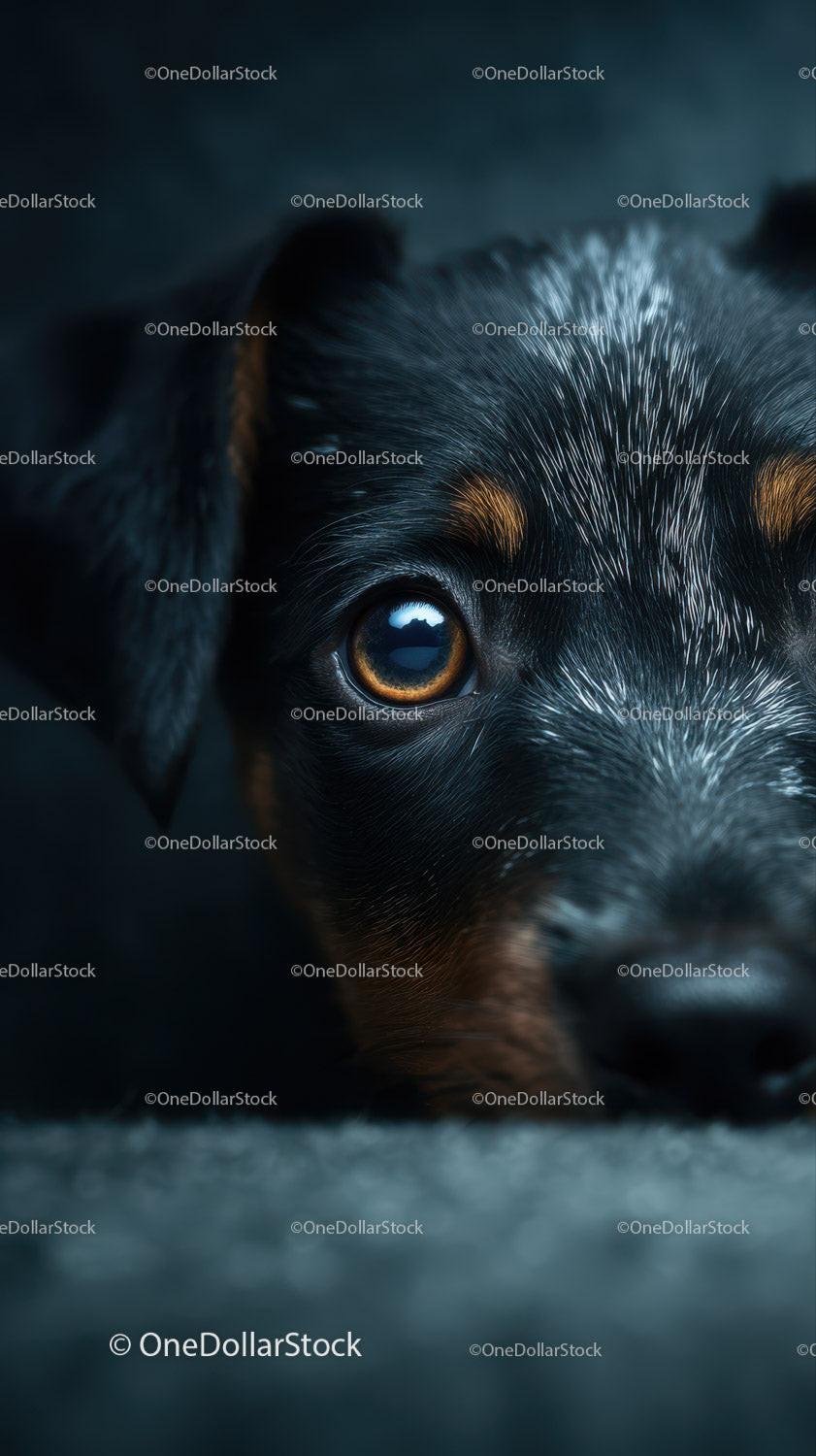 Close-up of a Black and Tan Dog with Brown Eyes and Expressive Face