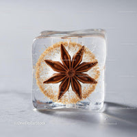 Star Anise Embedded Inside a Clear Ice Cube