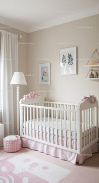 Bright Baby Nursery with White Crib and Soft Pastel Decor