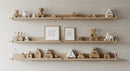 Wooden Animal and House Toy Set on Minimalist Nursery Shelves