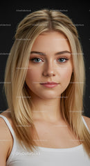 Young woman with natural makeup and blonde hair