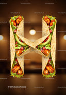 Tasty chicken tacos arranged in letter H shape