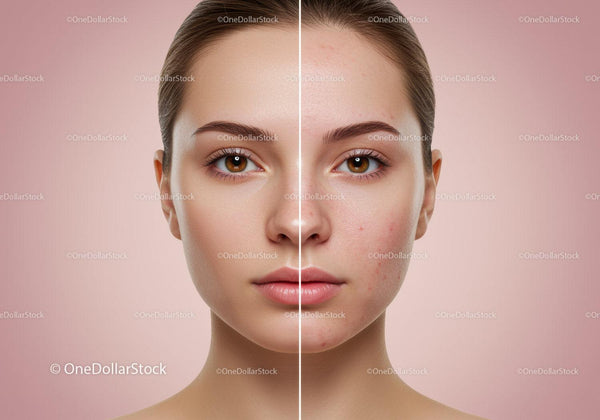 Close-Up of Young Woman with Acne Prone Skin Showing Skin Improvement