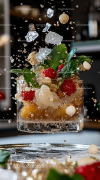 Vibrant Summertime Cocktail with Berries and Ice Explosion