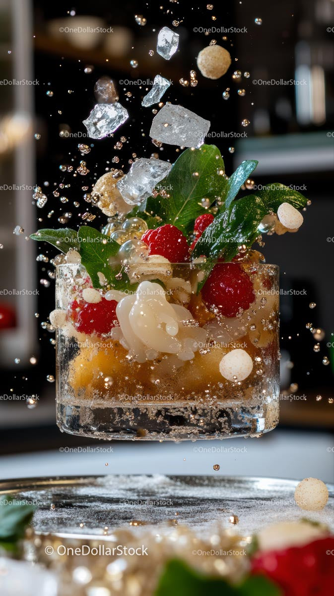 Vibrant Summertime Cocktail with Berries and Ice Explosion