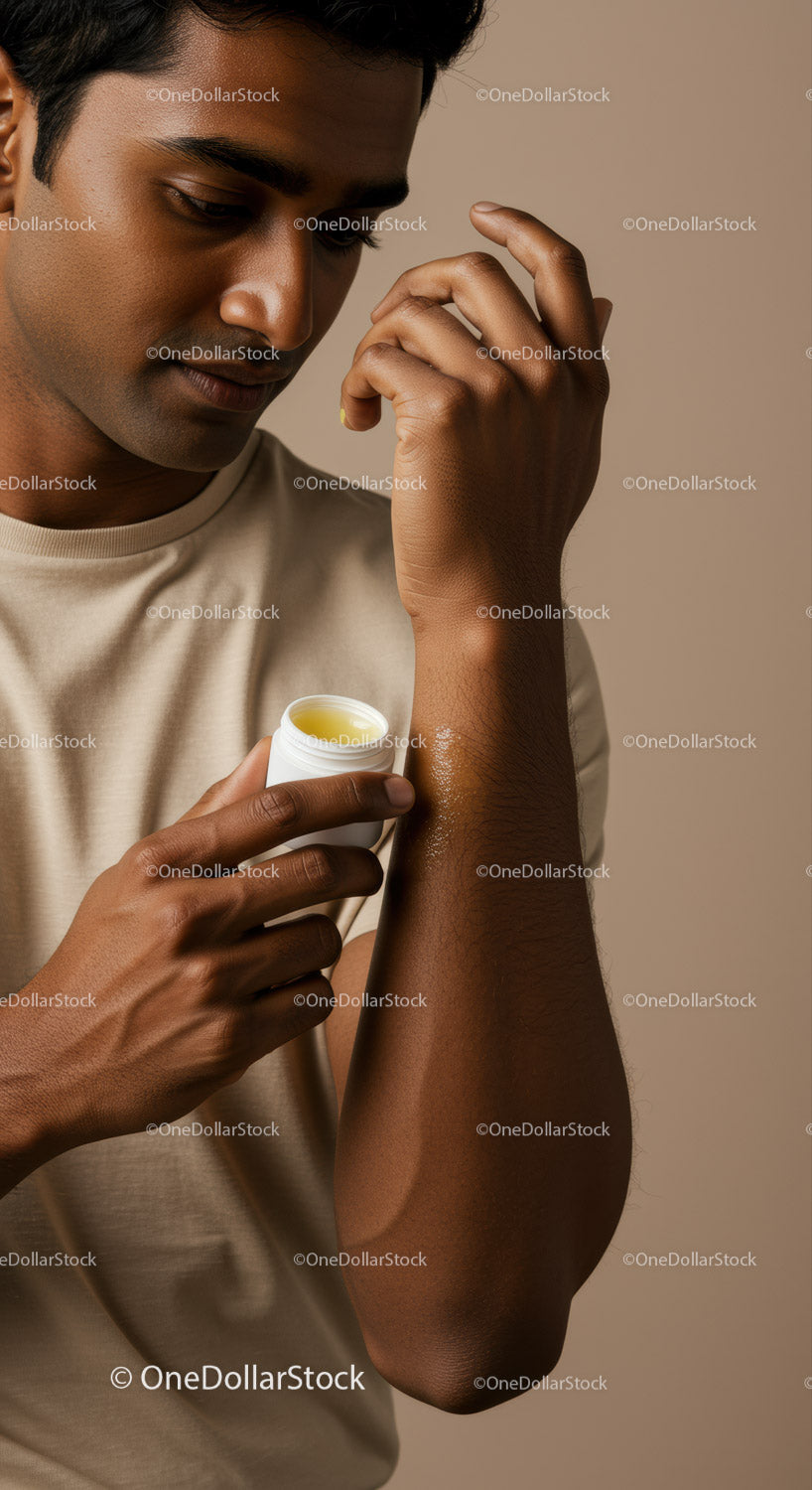 Young Man Applying Moisturizer for Healthy Skin
