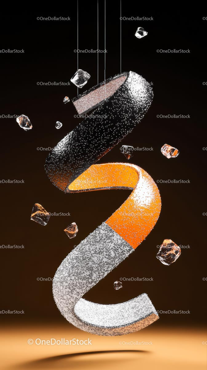 Colorful Candy Number Two with Sugar Crystals and Glossy Texture