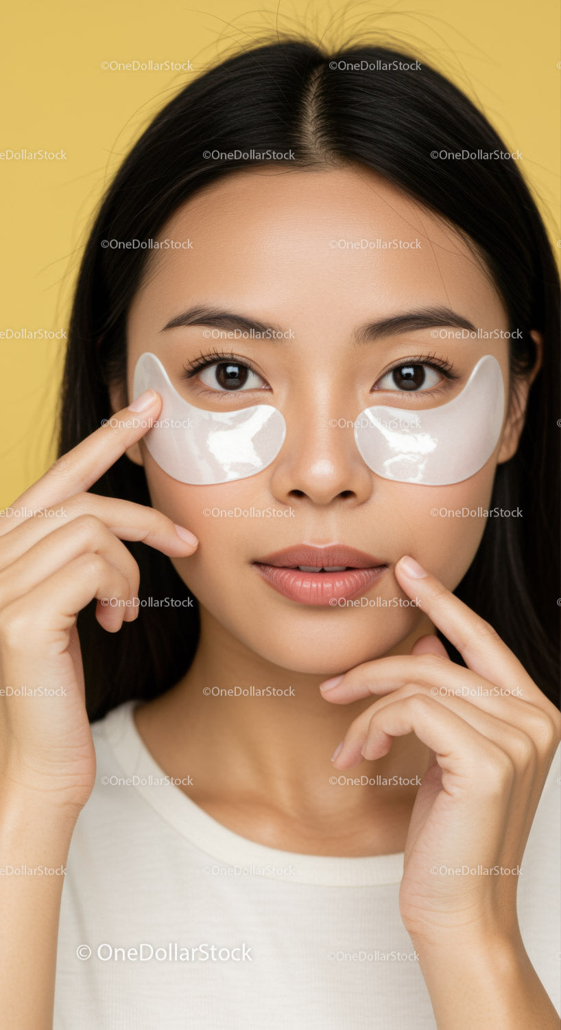 Young Woman Wearing Eye Patches for Skin Rejuvenation
