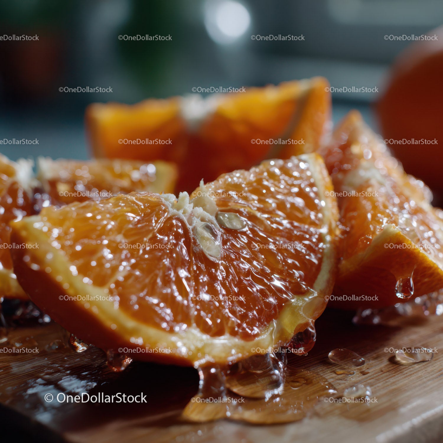 Close-up of Fresh Orange Slices with Juicy Texture