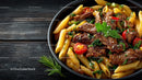 Hearty Penne Pasta with Beef Cherry Tomatoes and Fresh Herbs