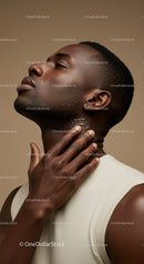 Close-up of a Confident African Man with Smooth Skin and Relaxed Expression