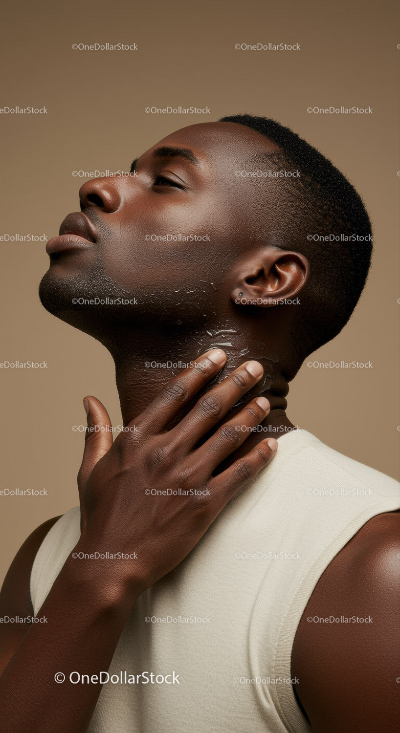 Close-up of a Confident African Man with Smooth Skin and Relaxed Expression