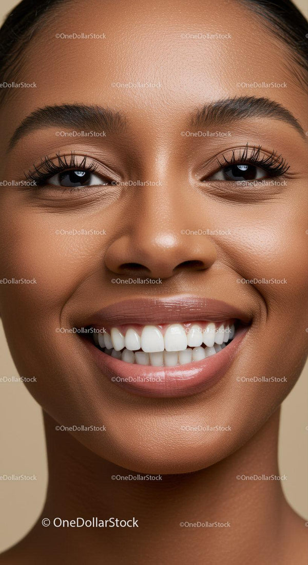 Close-up of Smiling Woman with Radiant Skin and Bright Teeth