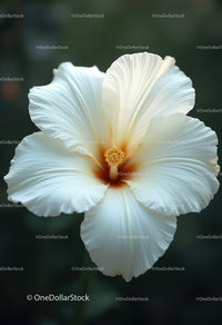 Close-up of a Elegant White Hibiscus Flower with Large Petals