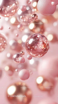 Elegant Abstract Pink Bubbles with Glowing Reflections