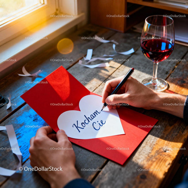 Writing a Heartfelt Love Note by the Window at Sunset