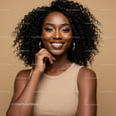 Elegant Portrait of a Smiling African Woman with Curly Hair