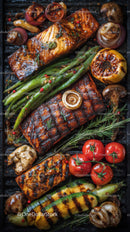 Grilled Salmon with Roasted Vegetables and Fresh Herbs