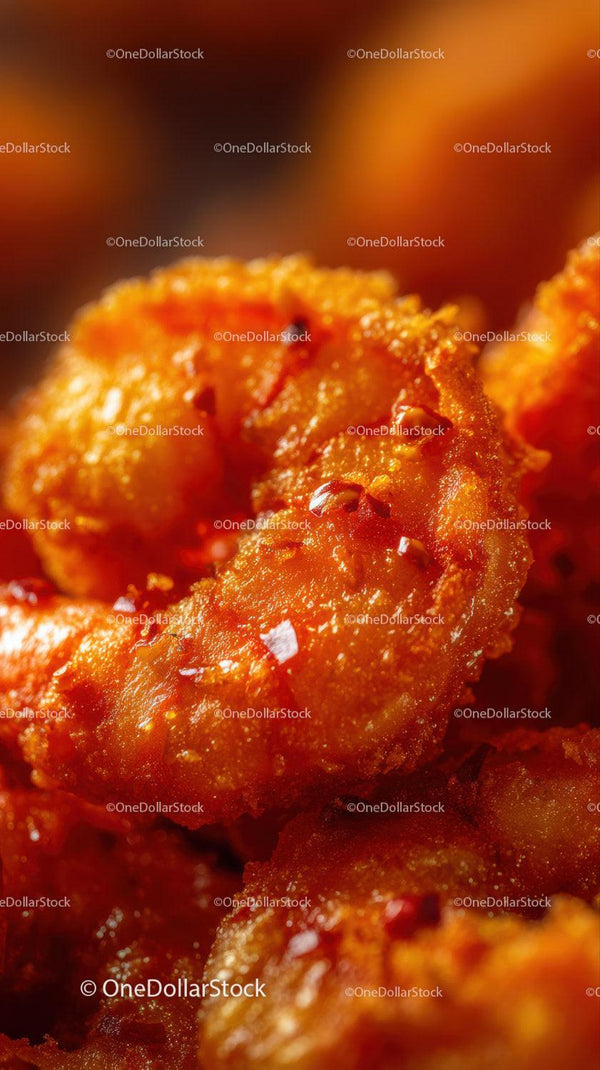 Crispy Golden Fried Chicken Pieces Close-Up