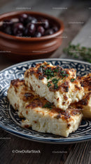 Blue Cheese and Rustic Bread on Decorative Plate in Food Setting