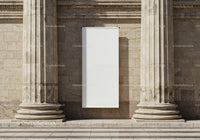 Blank Vertical Banner Between Classic Stone Columns