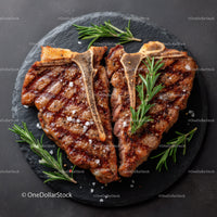 Juicy Grilled Lamb Chops Garnished with Rosemary on Slate Plate