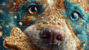 Vibrant Close-Up of a Playful Puppy with Bright Blue Eyes