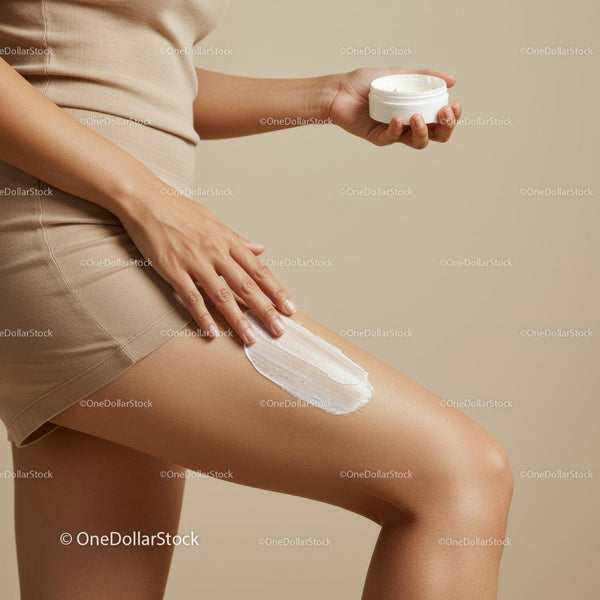 Applying Cream on Leg for Skin Hydration and Beauty