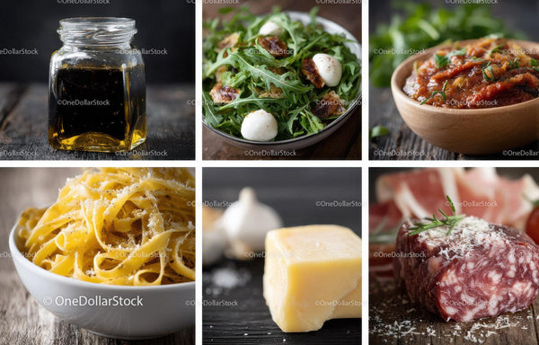 Fresh Pasta with Cheese and Cured Meat on Rustic Wooden Surface