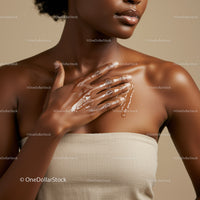 Elegant Dark-Skinned Woman with Beautiful Skin and Glossy Lips