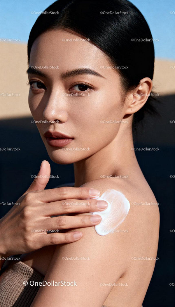 Close up of young woman applying cream on shoulder