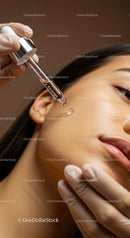 Close-Up of Woman Receiving Serum Application Treatment with Dropper