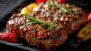 Juicy Grilled Steak with Rosemary and Roasted Red Pepper