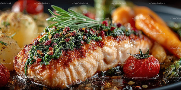 Gourmet Seared Salmon with Cherry Tomatoes and Herbs