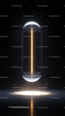 Futuristic Space Capsule in a Starry Cosmic Environment