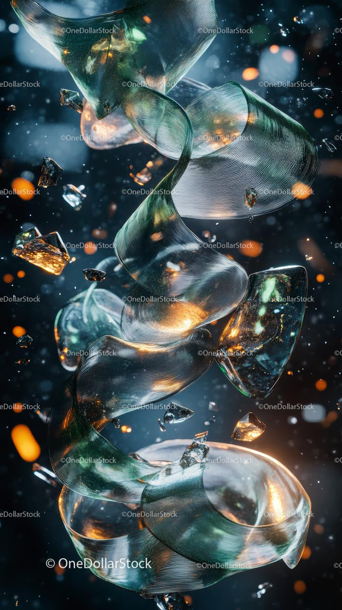 Dynamic Glass Shattering Motion with Bright Reflection