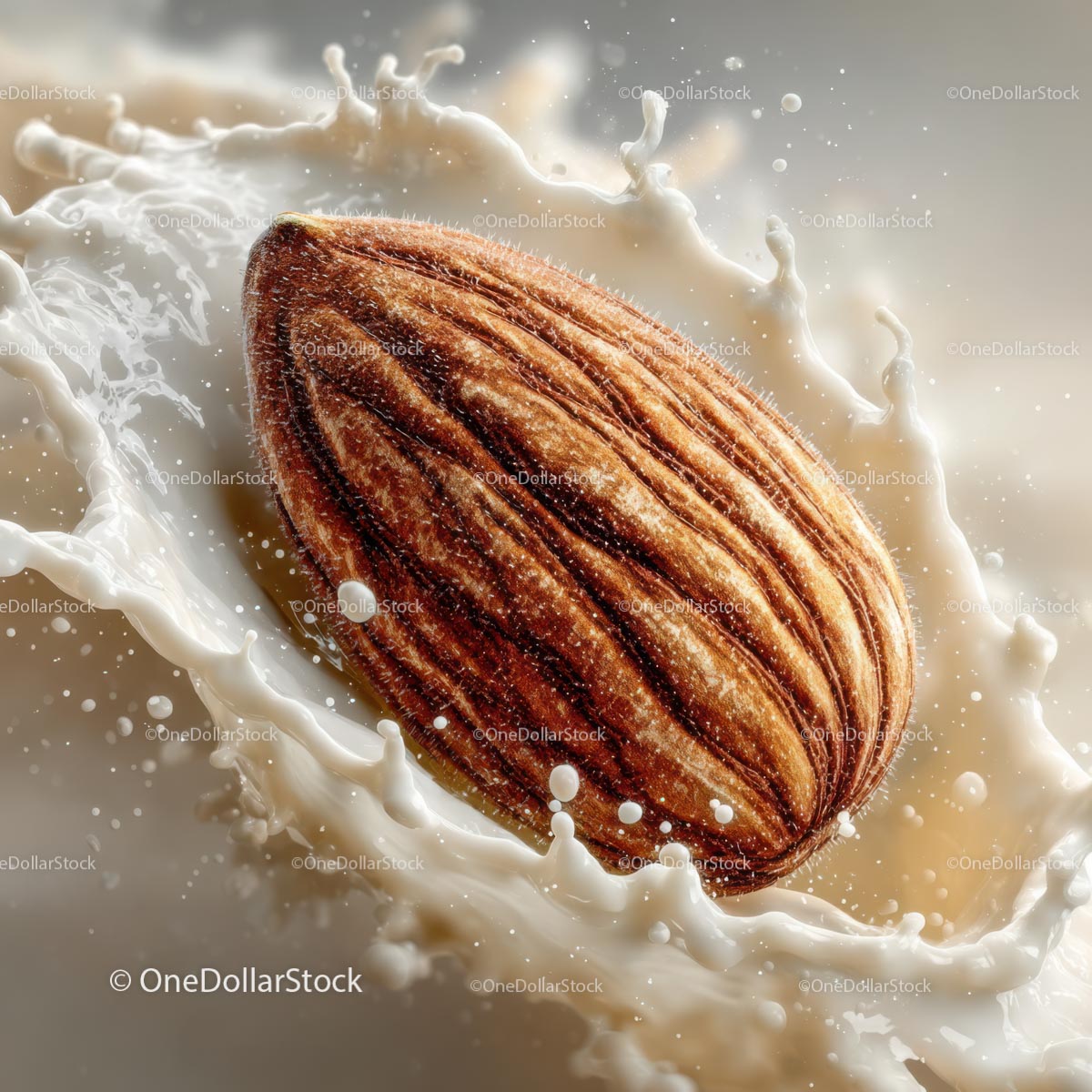 Almond Splashing in Milk - A Healthy Snack Delight