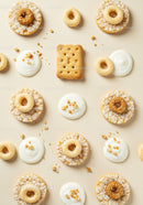Assorted crunchy crackers and creamy yogurt dollops
