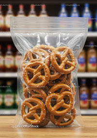 Salted Pretzels Packed in Transparent Zip Lock Bag