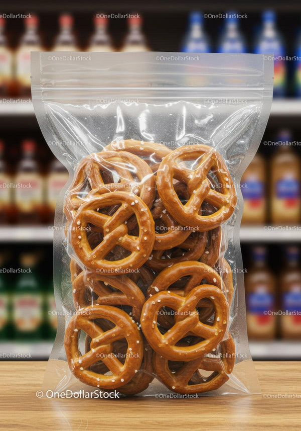 Salted Pretzels Packed in Transparent Zip Lock Bag