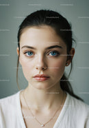 Captivating Young Woman with Blue Eyes and Natural Makeup