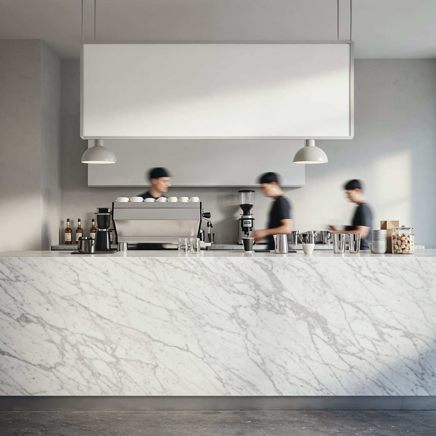 Baristas Preparing Espresso in Modern Minimalist Cafe