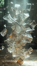 Dynamic Glass and Ice Cube Explosion in Motion