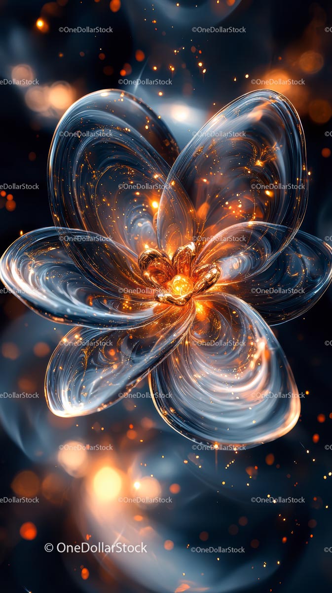 Abstract Glowing Flower with Sparkling Light Effects