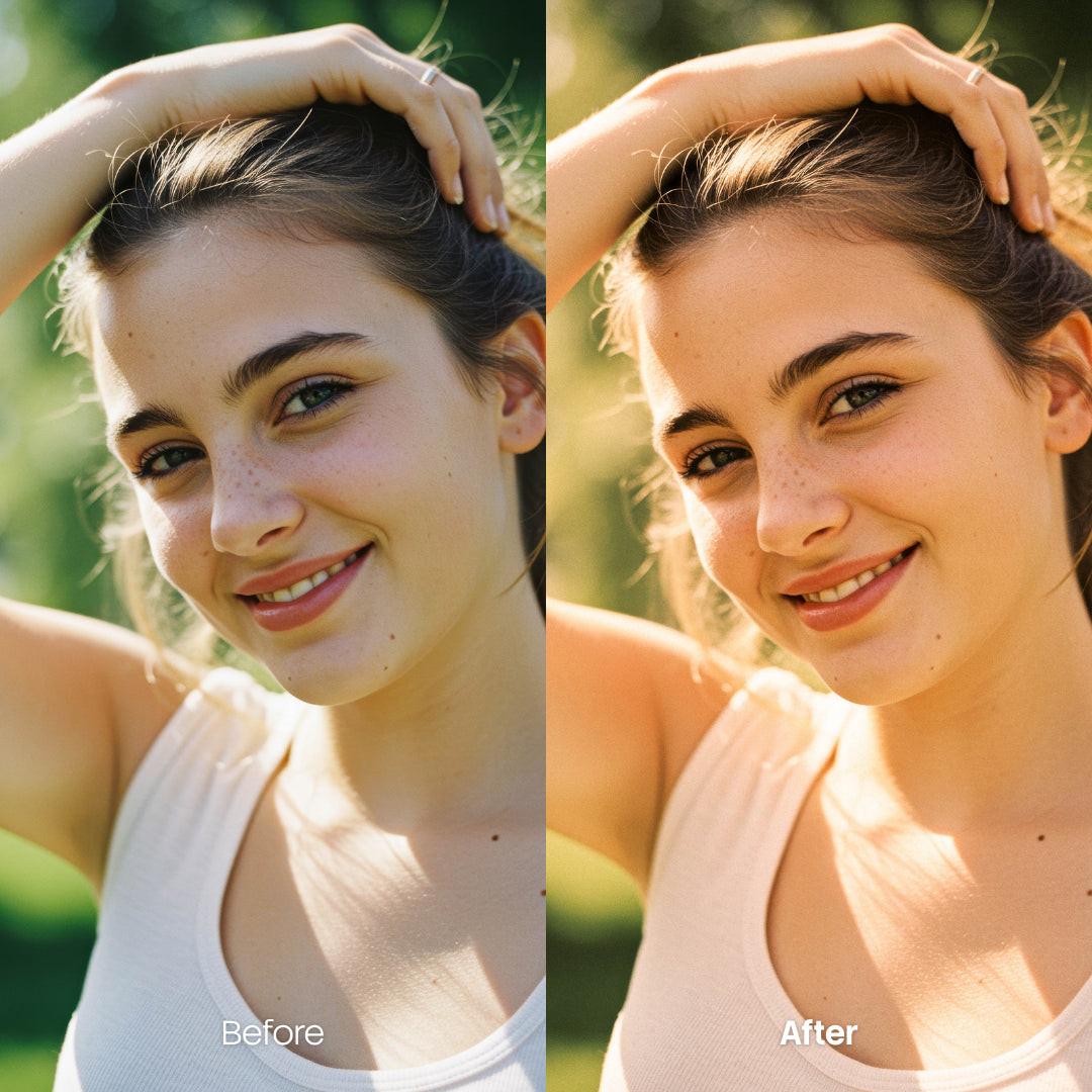 Before and after Sepia Grainy Lightroom preset edit