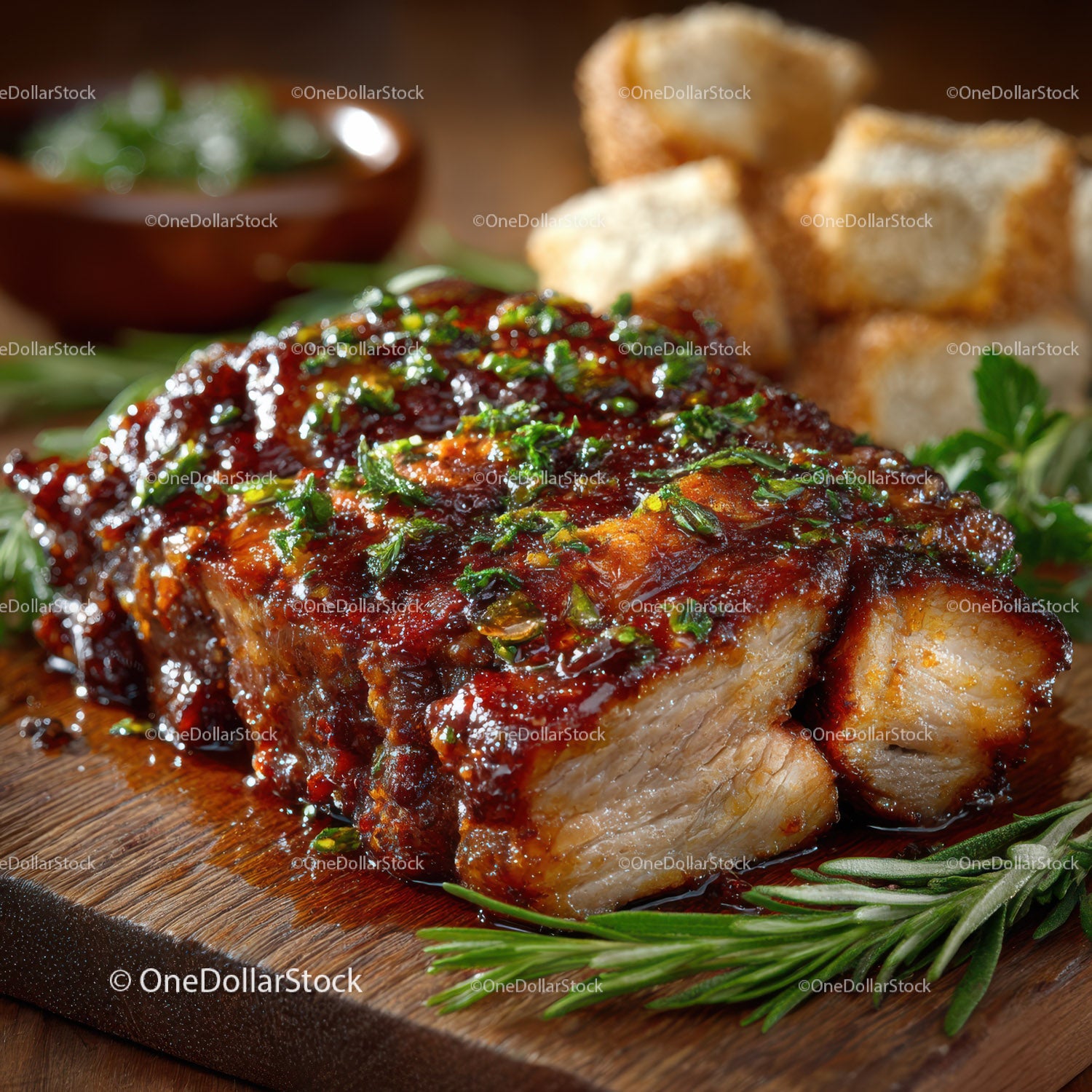 Succulent Barbecue Ribs with Rich Glaze and Fresh Herb Garnish
