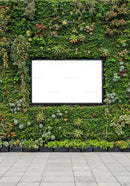 Lush Vertical Garden Surrounding Blank Billboard Outdoors