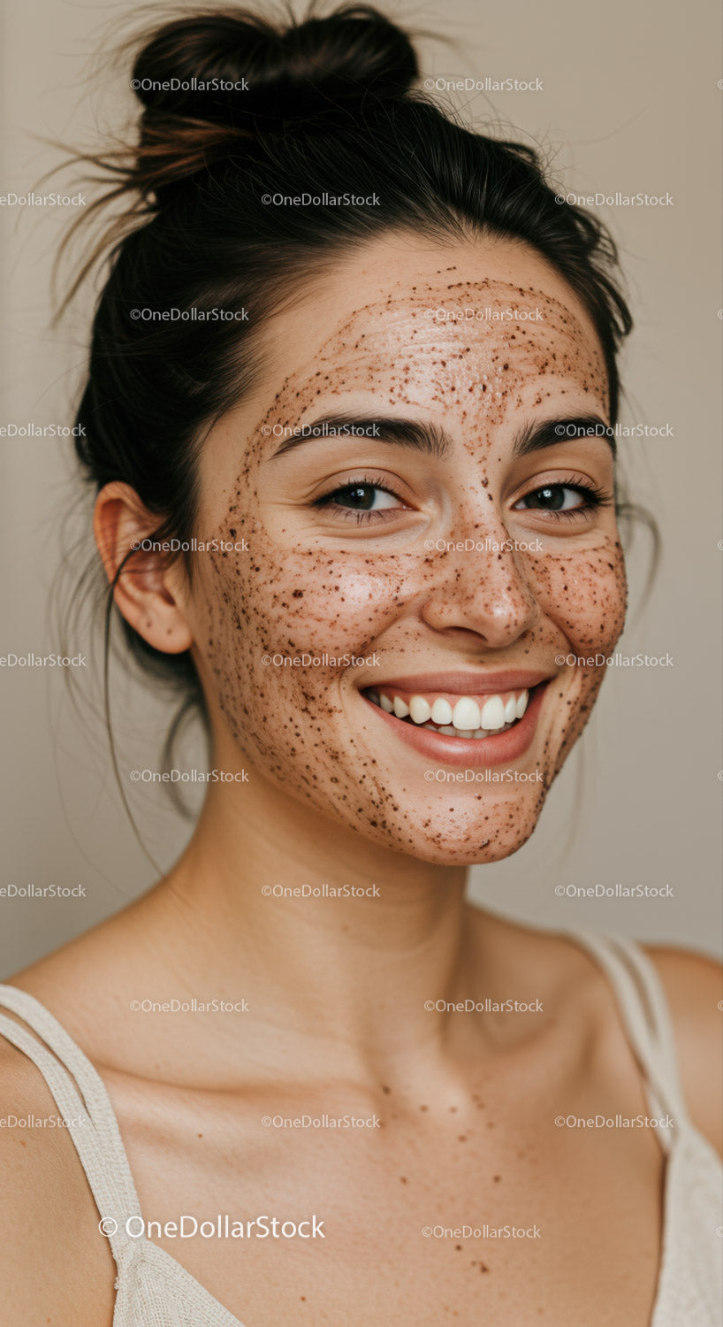Young Woman with Freckles Smiling Natural Beauty Portrait