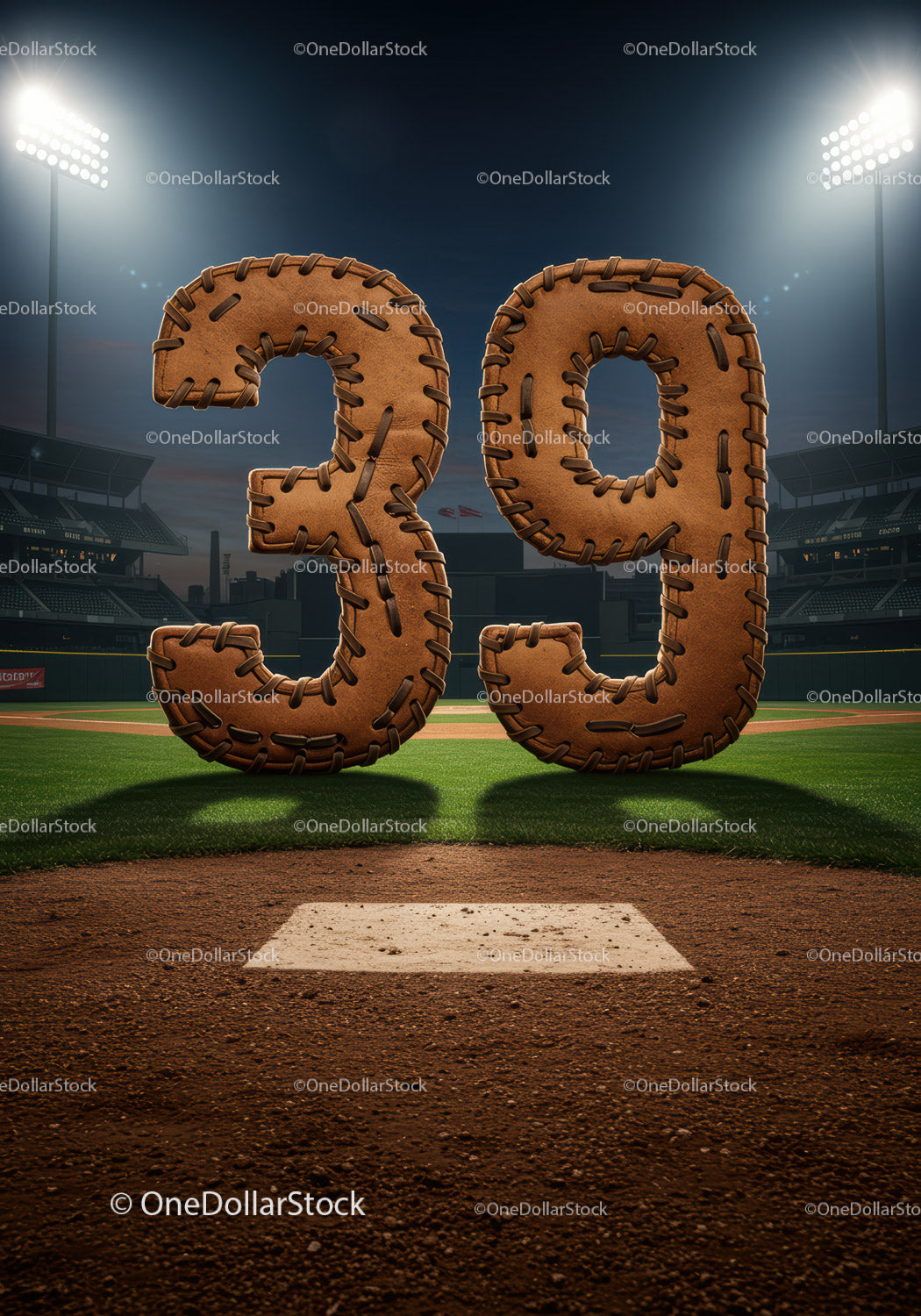 Baseball Inspired Number Thirty Nine on Field