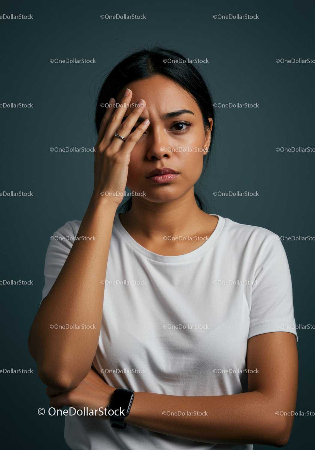 Close-Up of a Thoughtful Woman with Intense Facial Expression